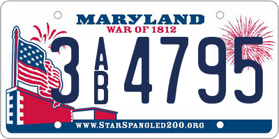 MD license plate 3AB4795