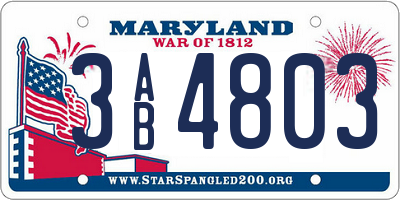 MD license plate 3AB4803