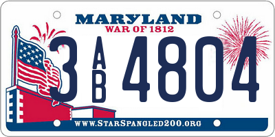 MD license plate 3AB4804