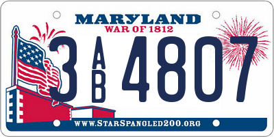 MD license plate 3AB4807