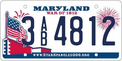 MD license plate 3AB4812