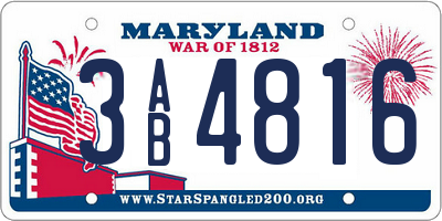 MD license plate 3AB4816