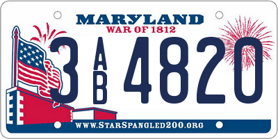 MD license plate 3AB4820