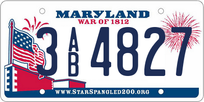 MD license plate 3AB4827