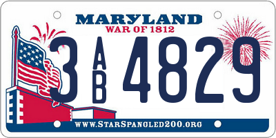 MD license plate 3AB4829