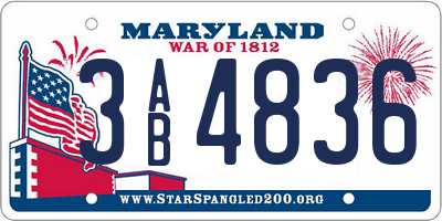 MD license plate 3AB4836