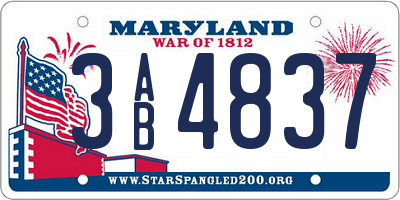 MD license plate 3AB4837