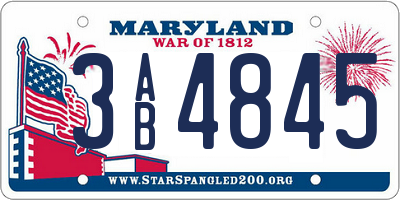 MD license plate 3AB4845