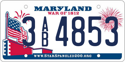 MD license plate 3AB4853