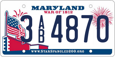 MD license plate 3AB4870
