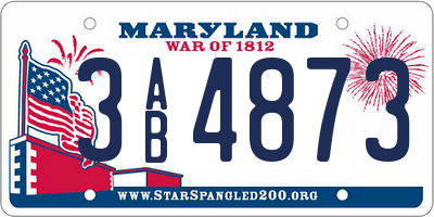 MD license plate 3AB4873