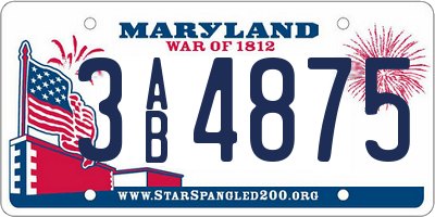 MD license plate 3AB4875