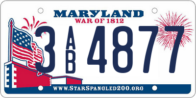 MD license plate 3AB4877