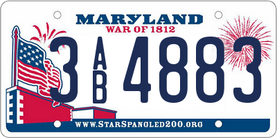 MD license plate 3AB4883