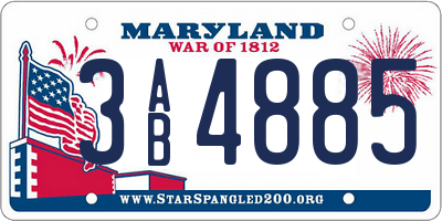 MD license plate 3AB4885