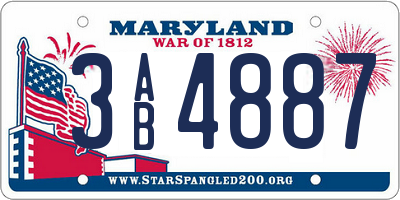 MD license plate 3AB4887