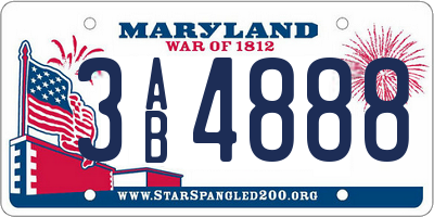 MD license plate 3AB4888
