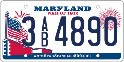 MD license plate 3AB4890