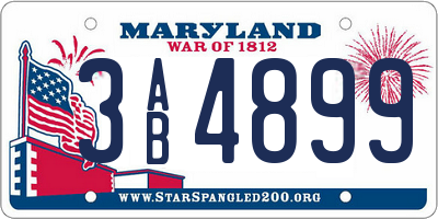 MD license plate 3AB4899