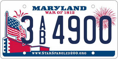 MD license plate 3AB4900