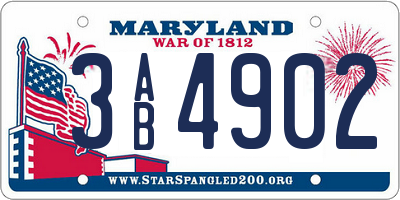 MD license plate 3AB4902