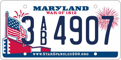MD license plate 3AB4907