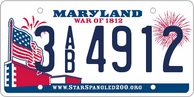 MD license plate 3AB4912