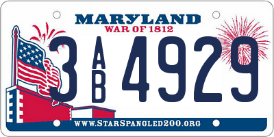 MD license plate 3AB4929