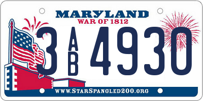 MD license plate 3AB4930