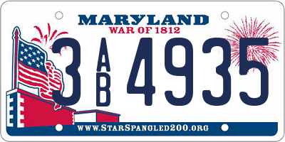 MD license plate 3AB4935