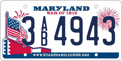 MD license plate 3AB4943