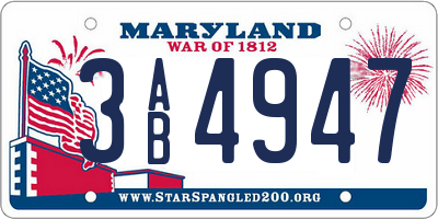 MD license plate 3AB4947