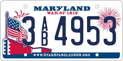 MD license plate 3AB4953