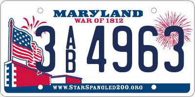 MD license plate 3AB4963