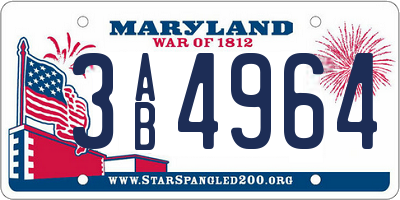 MD license plate 3AB4964