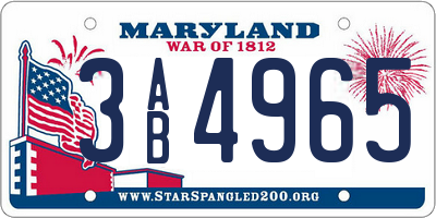 MD license plate 3AB4965