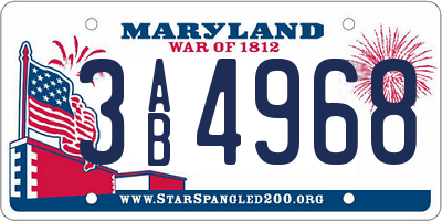MD license plate 3AB4968