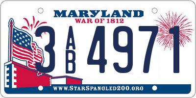 MD license plate 3AB4971