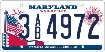 MD license plate 3AB4972