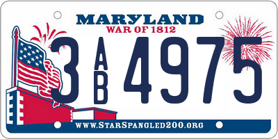 MD license plate 3AB4975