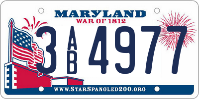 MD license plate 3AB4977