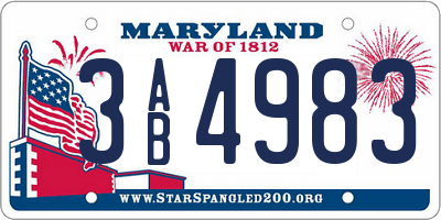 MD license plate 3AB4983