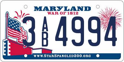 MD license plate 3AB4994