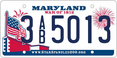 MD license plate 3AB5013