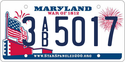 MD license plate 3AB5017