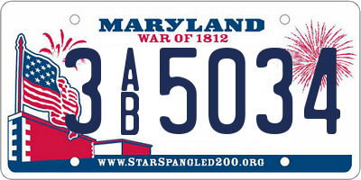 MD license plate 3AB5034