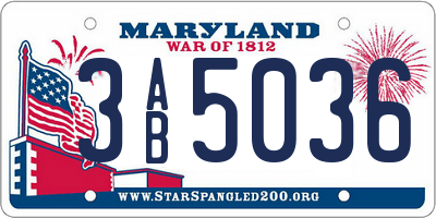 MD license plate 3AB5036