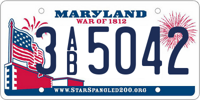 MD license plate 3AB5042