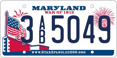 MD license plate 3AB5049