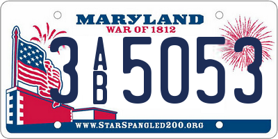 MD license plate 3AB5053